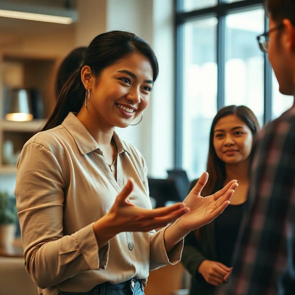 Representative explaining an offer to a customer