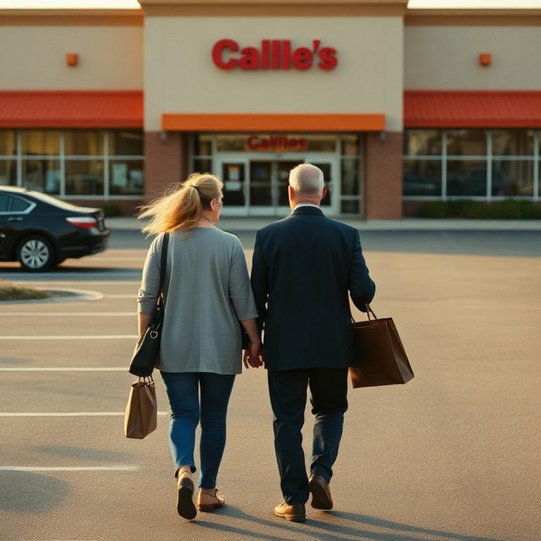 Two colleagues walking toward a store entrance